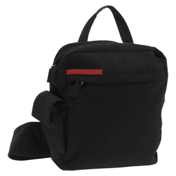 PRADA Sports Body Bag Nylon Black Silver Auth SW788 - Picture 1 of 16